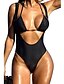 cheap Women&#039;s Swimwear &amp; Bikinis-Women&#039;s Plunging Floral Bandage Halter Neck Blue White Black Multi-piece Swimwear Swimsuit - Color Block Solid Colored Print S M L Blue