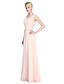 cheap Bridesmaid Dresses-Sheath / Column V Neck Floor Length Georgette Bridesmaid Dress with Crystals / Side Draping