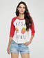 baratos T-Shirts de mulher-Mulheres Estampado Camiseta - Algodão Moda de Rua Diário Preto / Vermelho