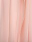 billige Brudepigekjoler-A-linje Stropløs Knælang Chiffon Brudepigekjole med Bælte / bånd / Sidedrapering ved LAN TING BRIDE®