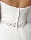 olcso Menyasszonyi ruhák-Báli ruha Esküvői ruhák Szív-alakú Földig érő Tüll Pánt nélküli val vel Kristály Gyöngydíszítés 2020