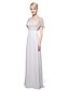 cheap Bridesmaid Dresses-Sheath / Column Jewel Neck Floor Length Chiffon / Sheer Lace Bridesmaid Dress with Lace / Sash / Ribbon / Pleats