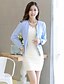 cheap Women&#039;s Blazer&amp;Suits-Women&#039;s Work Spring / Fall Regular Blazer Round Neck Long Sleeve Others Print White / Black / Light Blue M / L / XL