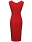 Χαμηλού Κόστους Φορέματα Εργασίας-Γυναικεία Εφαρμοστό Φόρεμα μέχρι το γόνατο Μαύρο Κόκκινο Αμάνικο Μονόχρωμο Βαθύ V Πάρτι Λεπτό Τ M L XL XXL 3XL / Μεγάλα Μεγέθη / Μεγάλα Μεγέθη