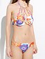 billige Bikinier-Dame Geometrisk Grime Regnbue Høy Midje Bikini Badetøy Badedrakt - Blomstret S M L Regnbue