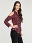 cheap Women&#039;s Blouses &amp; Shirts-Women&#039;s Plaid Shirt Daily Shirt Collar Red
