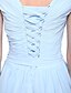 זול שמלות שושבינה-גזרת A צווארון V באורך  הברך שיפון שמלה לשושבינה  עם סרט על ידי LAN TING BRIDE®