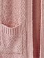 cheap Women&#039;s Sweaters-Women&#039;s Daily / Going out Casual Solid Colored Long Sleeve Long Cardigan, Stand Spring / Fall Cotton Pink XXXL / 4XL / XXXXXL