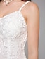 abordables Vestidos de novia-Vestidos de novia Funda / Columna Escote Corazón Tirantes Espagueti Vestido Midi Encaje Vestidos de novia Con Encaje 2023
