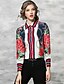 cheap Plus Size Blouses&amp;Shirts-Women&#039;s Shirt Floral Shirt Collar Red Daily Work Print Clothing Apparel Cotton Chinoiserie / Winter / Long Sleeve