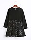 cheap Plus Size Dresses-Women&#039;s Daily / Going out / Plus Size Casual / Street chic Butterfly Sleeves Sheath / Lace / Skater Dress - Color Block Ruched Fall Black