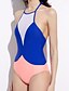 cheap Women&#039;s Swimwear &amp; Bikinis-Women&#039;s Plunging Neckline / Color Block Yellow Blue One-piece Swimwear - Color Block S M L / Wireless / Padded Bras