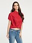 cheap Women&#039;s Blouses &amp; Shirts-Women&#039;s Going out Street chic Cotton Blouse - Solid Colored Ruched V Neck Wine