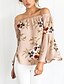 abordables Tops de tallas grandes-Mujer Blusa Floral Escote Barco Diario Noche Estampado Manga Larga Ajuste regular Tops Sofisticado Blanco Caqui / Sexy