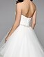 Χαμηλού Κόστους Νυφικά Φορέματα-Βραδινή τουαλέτα Φορεματα για γαμο Καρδιά Μακρύ Τούλι Στράπλες με Κρυσταλλάκια Χάντρες 2020