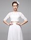 cheap Wedding Dresses-Two Piece A-Line Wedding Dresses Bateau Neck Floor Length Chiffon Corded Lace Half Sleeve Formal Separate Bodies Illusion Sleeve with Draping Appliques 2022