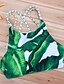 abordables Bikinis-Mujer Bloque de Color Floral Deportes Bikini Traje de baño Estampado Floral Halter Bañadores Trajes de baño Verde Trébol
