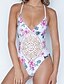 billige Bikinier og bademode-Dame Blomster / Farveblok Blå Lyserød En del Badetøj - Multi Farve / Sexet Trykt mønster M L XL