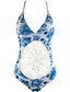 ieftine Bikini &amp; Costume Baie-Pentru femei Floral / Bloc de Culoare Albastru piscină Roz Îmbujorat O Piesă Costume de Baie - Multicolor / Sexy Imprimeu M L XL