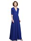 cheap Mother of the Bride Dresses-A-Line V Neck Floor Length Chiffon Mother of the Bride Dress with Sash / Ribbon by LAN TING BRIDE®