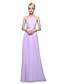 cheap Bridesmaid Dresses-Product Sample A-Line / Ball Gown One Shoulder Floor Length Chiffon / Lace Bridesmaid Dress with Sash / Ribbon / Pleats by LAN TING BRIDE® / See Through