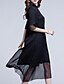 baratos Vestidos de mulher-Mulheres Tamanhos Grandes Para Noite balanço Vestido Sólido Colarinho Chinês Médio Preto