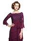 cheap Mother of the Bride Dresses-A-Line Mother of the Bride Dress Elegant Bateau Neck Ankle Length Chiffon Lace Half Sleeve with Sash / Ribbon Pleats Sequin 2021 / Bell Sleeve