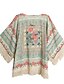 cheap Plus Size Tops-Women&#039;s Sweater Vintage Cowl Neck Daily Weekend Tassel Fringe Print Half-Sleeve Loose Tops Tassel Casual Pink