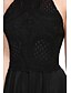 cheap Special Occasion Dresses-A-Line / Fit &amp; Flare Jewel Neck Short / Mini Chiffon / Lace Little Black Dress / Open Back Cocktail Party Dress with Lace / Pleats by TS Couture®