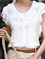 preiswerte Tops für Frauen in Übergrößen-Damen Hemd Einfarbig Übergröße Rundhalsausschnitt Täglich Wochenende Rüsche Kurzarm Regular Fit Oberteile Weiß