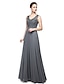 זול שמלות לאירועים מיוחדים-מעטפת \ עמוד צווארון V עד הריצפה שיפון / תחרה שמלה עם תחרה על ידי TS Couture®