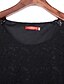 cheap Plus Size Tops-Women&#039;s Blouse Solid Colored Round Neck Black Plus Size Going out Lace Clothing Apparel Casual / Short Sleeve