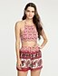 cheap Women&#039;s Two Piece Sets-Women&#039;s Boho Color Block Sexy Vintage Beach Backless Print Strap Sleeveless Set