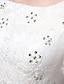 voordelige Trouwjurken-A-lijn Bateau Neck Strijksleep Beaded Lace Op maat gemaakte trouwjurken met Kralen / Sjerp / Lint door LAN TING BRIDE®