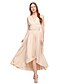 cheap Bridesmaid Dresses-A-Line V Neck Asymmetrical Chiffon / Jersey Bridesmaid Dress with Sash / Ribbon / Pleats / Convertible Dress