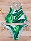 billiga Bikinis-Dam Färgblock Blom Sport Bikini Baddräkt Tryck Blommig Halterneck Badkläder Baddräkter Grön