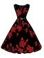 cheap Vintage Dresses-Women&#039;s A-Line Dress Sleeveless Floral Print Vintage Party Floral Black S M L XL XXL 3XL