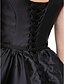 preiswerte Abendkleider-A-Linie Tiefer Ausschnitt Pinsel Schleppe Satin Formeller Abend Kleid mit Schärpe / Band Plissee durch Huaxirenjiao