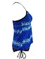 رخيصةأون ملابس السباحة والبيكيني للنساء-نسائي ملابس السباحة تانكيني ملابس السباحة منقط أزرق البحرية الرقبة الرسن بدلة سباحة نقطة