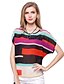cheap Plus Size Tops-Women&#039;s Blouse Color Block Plus Size Round Neck Daily Weekend Print Short Sleeve Tops Rainbow / Puff Sleeve