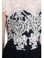 Χαμηλού Κόστους Κοκτέιλ Φορέματα-Γραμμή Α χαριτωμένο στυλ Φόρεμα Αργίες Καλωσόρισμα Μέχρι το γόνατο Κοντομάνικο Λαιμός ψευδαίσθησης Δαντέλα με Διακοσμητικά Επιράμματα 2024