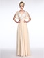 cheap Bridesmaid Dresses-A-Line V Neck Floor Length Chiffon Bridesmaid Dress with Appliques by LAN TING BRIDE® / Beautiful Back