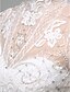 abordables Vestidos de novia-Playa / Destino Vestidos de novia Corte Trompeta / Sirena Escote de ilusión Manga Corta Cola de Corte Encaje Vestidos de novia Con Encaje Recogido 2023