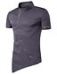 baratos camisas masculinas casuais-Homens Camisa Social Cor Sólida Colarinho Clerical Branco Preto Cinzento Vermelho Azul Marinha Manga Curta Diário Básico Delgado Blusas Temática Asiática / Verão / Verão