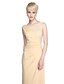 cheap Bridesmaid Dresses-Sheath / Column Bridesmaid Dress Jewel Neck Sleeveless Furcal Floor Length Lace / Jersey with Pleats / Split Front 2022