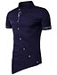 お買い得  メンズカジュアルシャツ-Men&#039;s Shirt Solid Colored Standing Collar White Black Gray Red Navy Blue Short Sleeve Daily Basic Slim Tops Chinoiserie / Summer / Summer