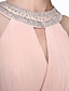 Χαμηλού Κόστους Φορέματα Παρανύμφων-Ίσια Γραμμή Ζιβάγκο Μακρύ Σιφόν Φόρεμα Παρανύμφων με Πλισέ / Χάντρες / Με Άνοιγμα Μπροστά