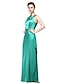 cheap Special Occasion Dresses-Sheath / Column One Shoulder Floor Length Stretch Satin Dress with Pleats by TS Couture®