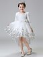 cheap Cufflinks-Ball Gown Asymmetrical Flower Girl Dress - Lace Satin Tulle Long Sleeves Jewel Neck with Sequin by YDN