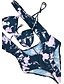 cheap Women&#039;s Swimwear &amp; Bikinis-Women&#039;s Plunging Floral Bandage Halter Neck Blue White Black Multi-piece Swimwear Swimsuit - Color Block Solid Colored Print S M L Blue